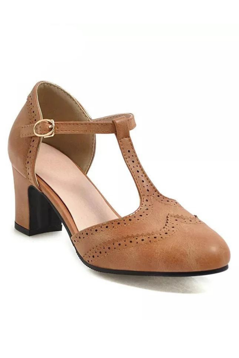 British style buckle pumps women elegant Embossing process footwear