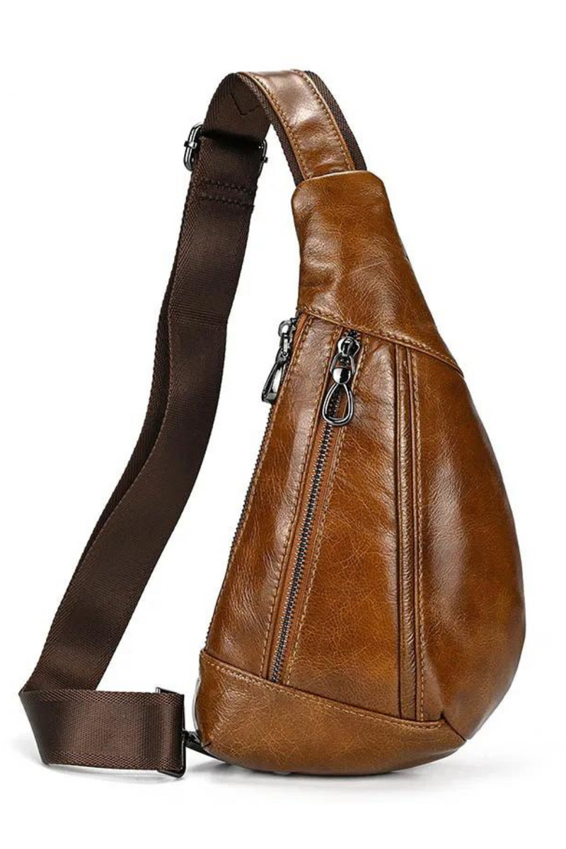 Genuine Leather Men Chest Pack leather Summer Crossbody Bag Travel Sling Shoulder Bags Riding Crossbody Bags