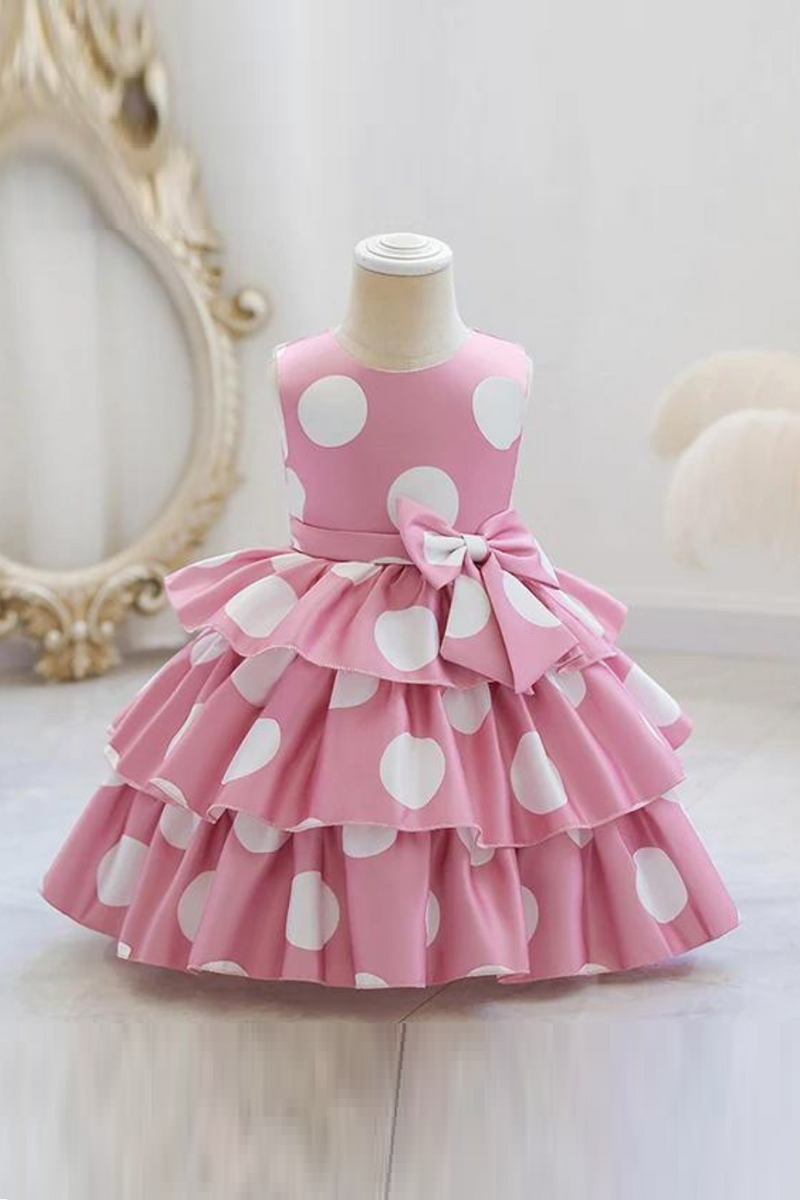 Princess Flower Girl Dress Dots Printing Gown Kids Girl Wedding Birthday Prom Party Kids Dresses For Girls Children's Costume