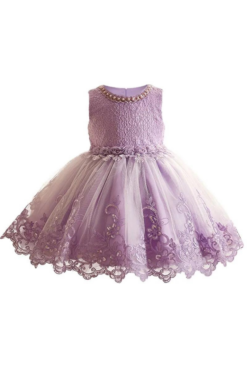 Children purple dress dress beaded princess wedding dress fluffy skirt summer girl vest mesh skirt ages