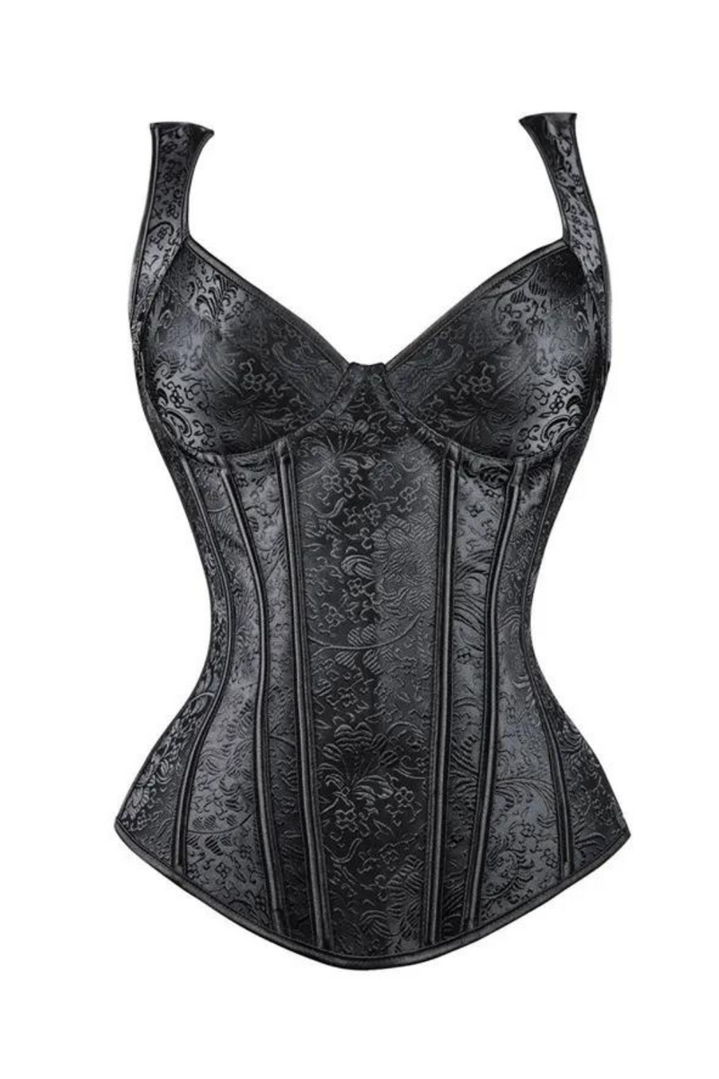 Women's Retro Steampunk Corset Vest Sexy Gothic Overbust Corset Top Straps Lace Up zipper Side Corsets and Bustiers