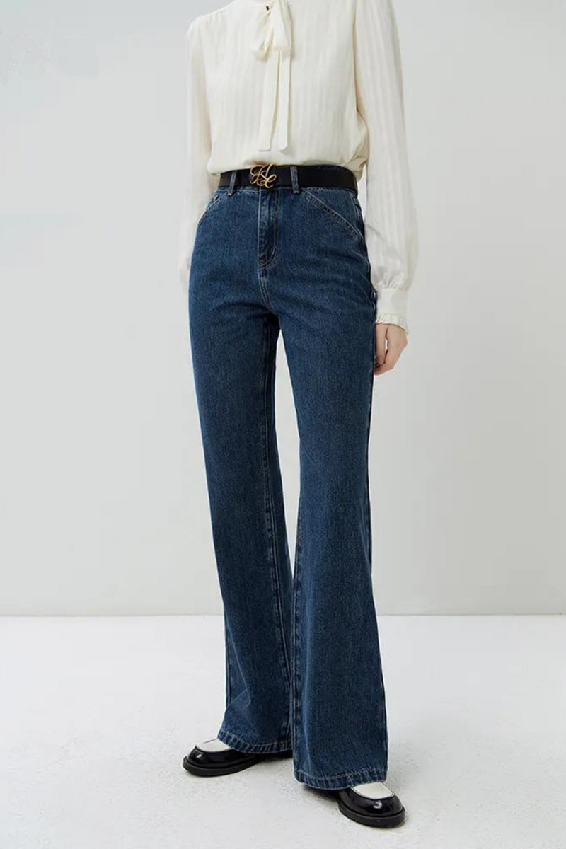 Bootcut Jeans for Women Autumn Look Slim Tall Trousers Casual High Waist Full-length Jean Female