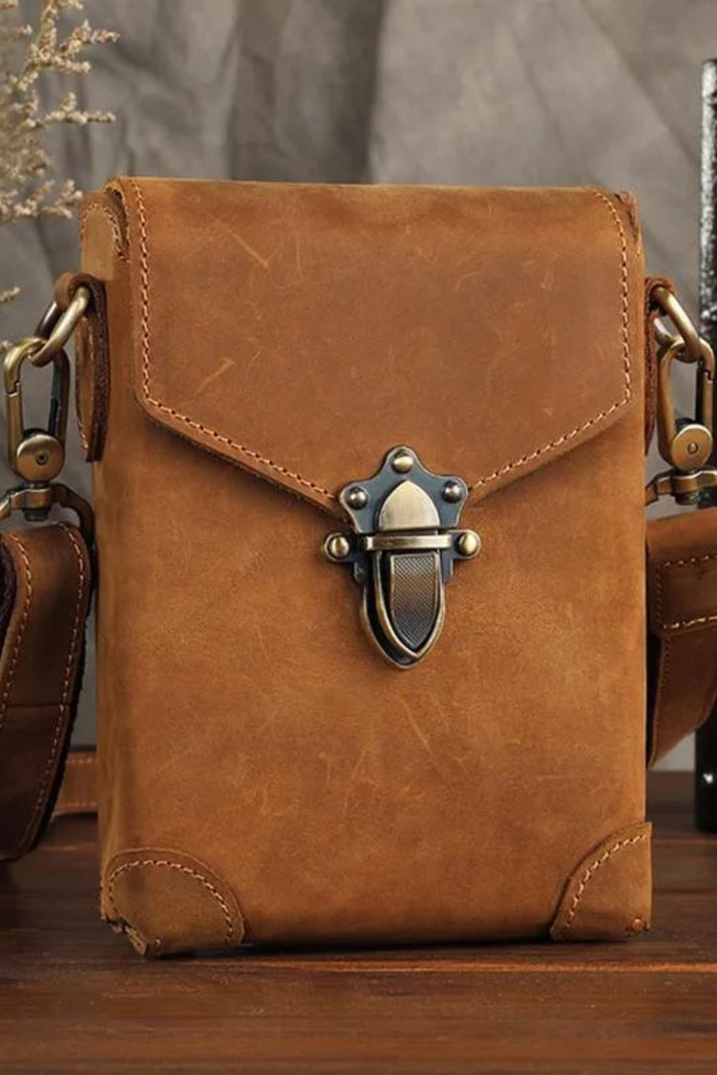 Men Genuine Leather Waist Bag Leather Small Sling Bag Waist Pack Real Leather Shoulder Bag