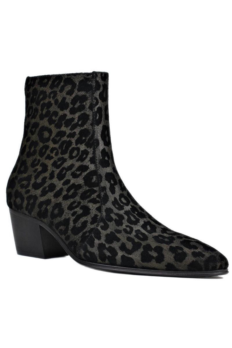 Men's Boots Genuine Leather Shoes Ankle Zipper Leopard Chelsea Dress Boots classic Shoes