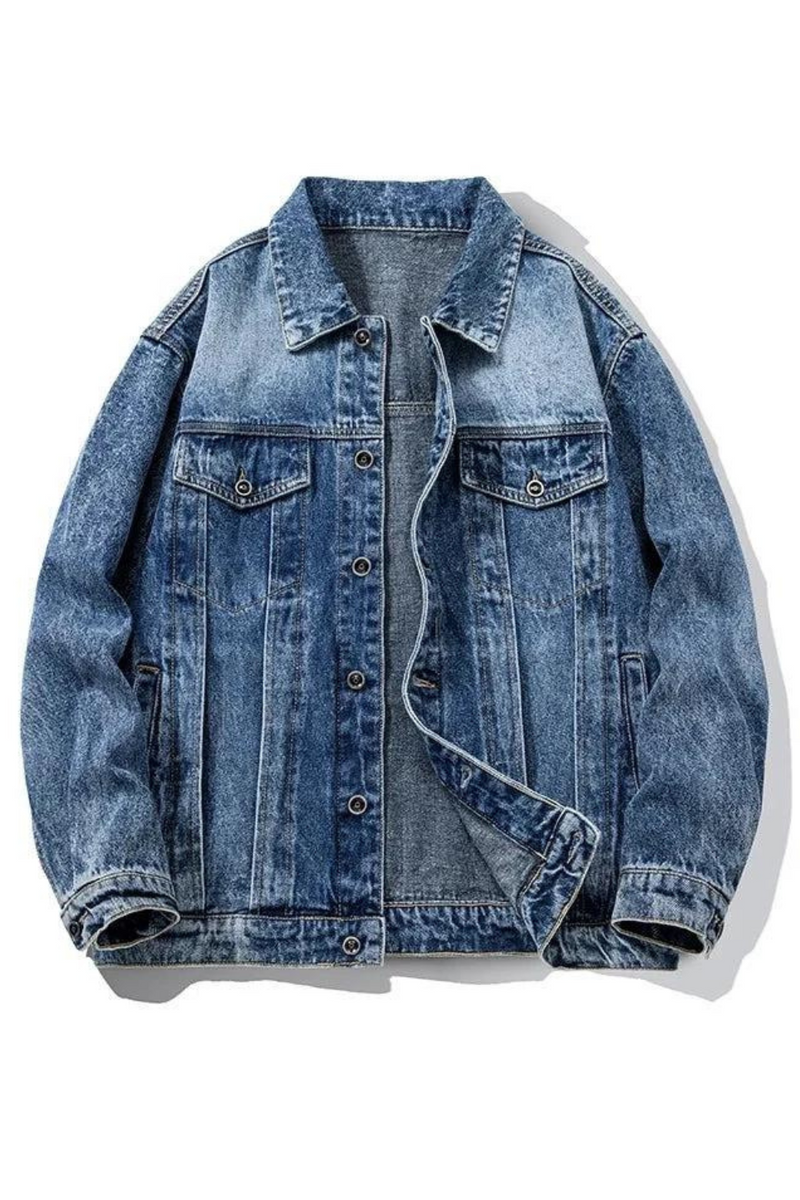 Men's Denim Jacket Casual Solid Multi-pockets Jackets Streetwear Jeans Male Coats Spring Autumn