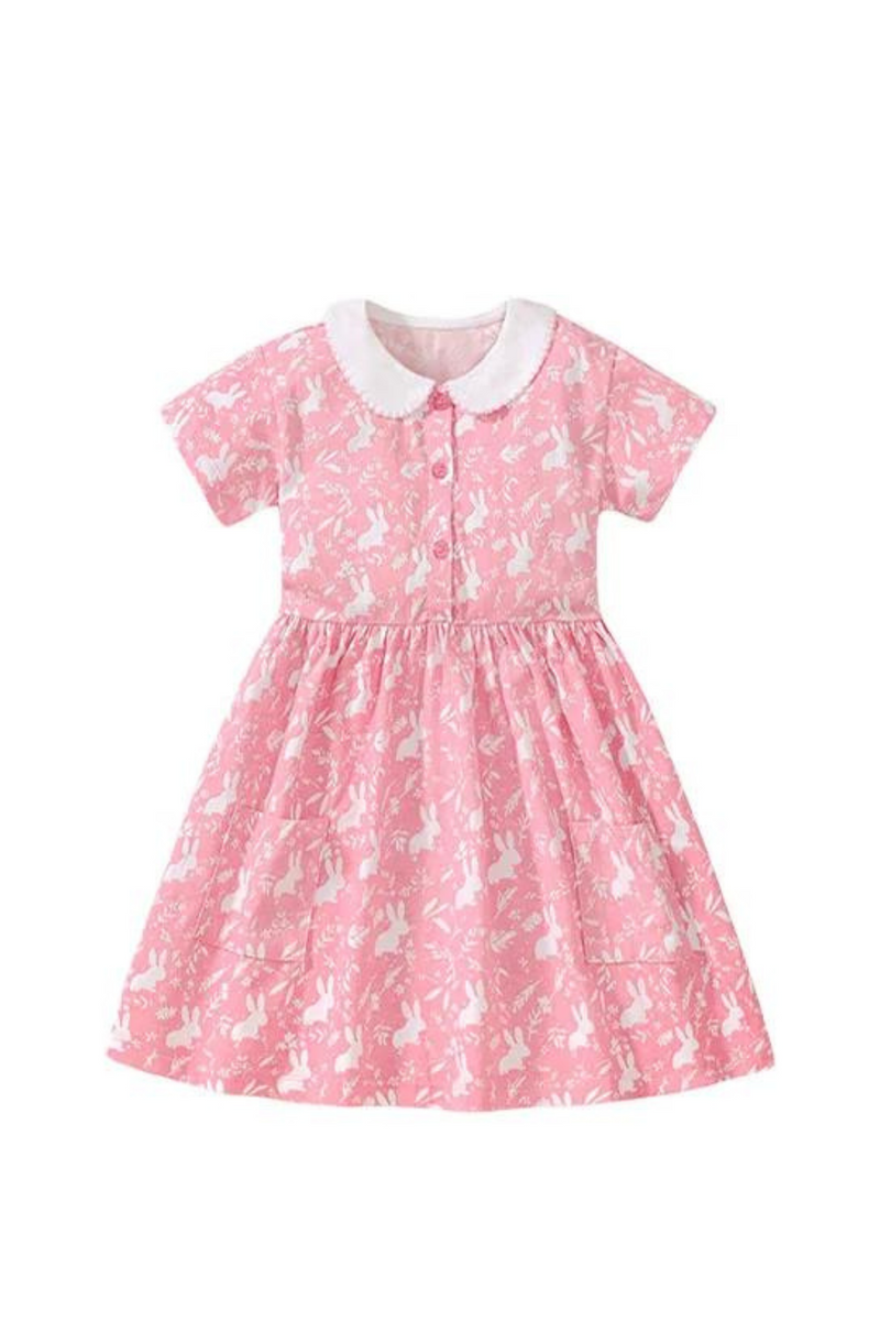 Girls Dresses Floral  Rabbit Collar Party Birthday Toddler Clothing Kids Frocks