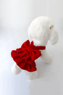 Christmas Small Dogs Dress Red Woolen Dog Clothes Teddy Pet Costume Autumn Winter Clothing