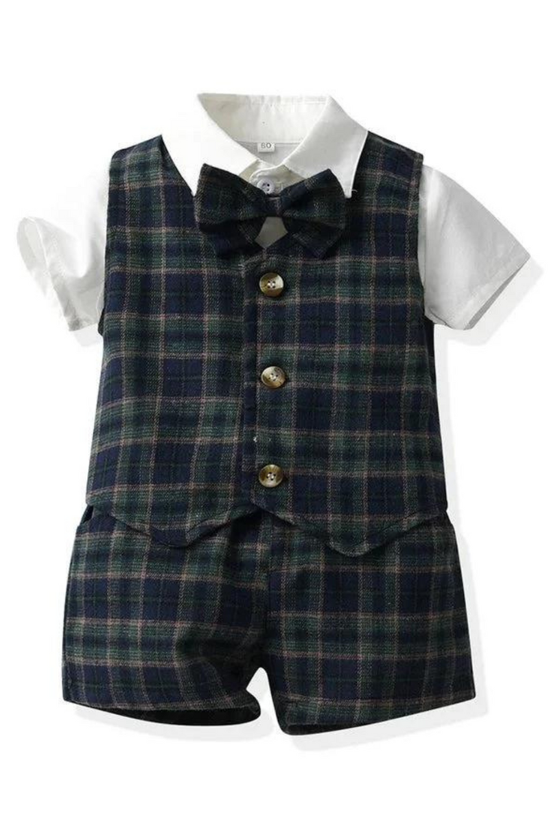 Baby Boys Casual Clothes Sets Infant Boy Short Sleeve Bowtie Gentleman Clothing Set