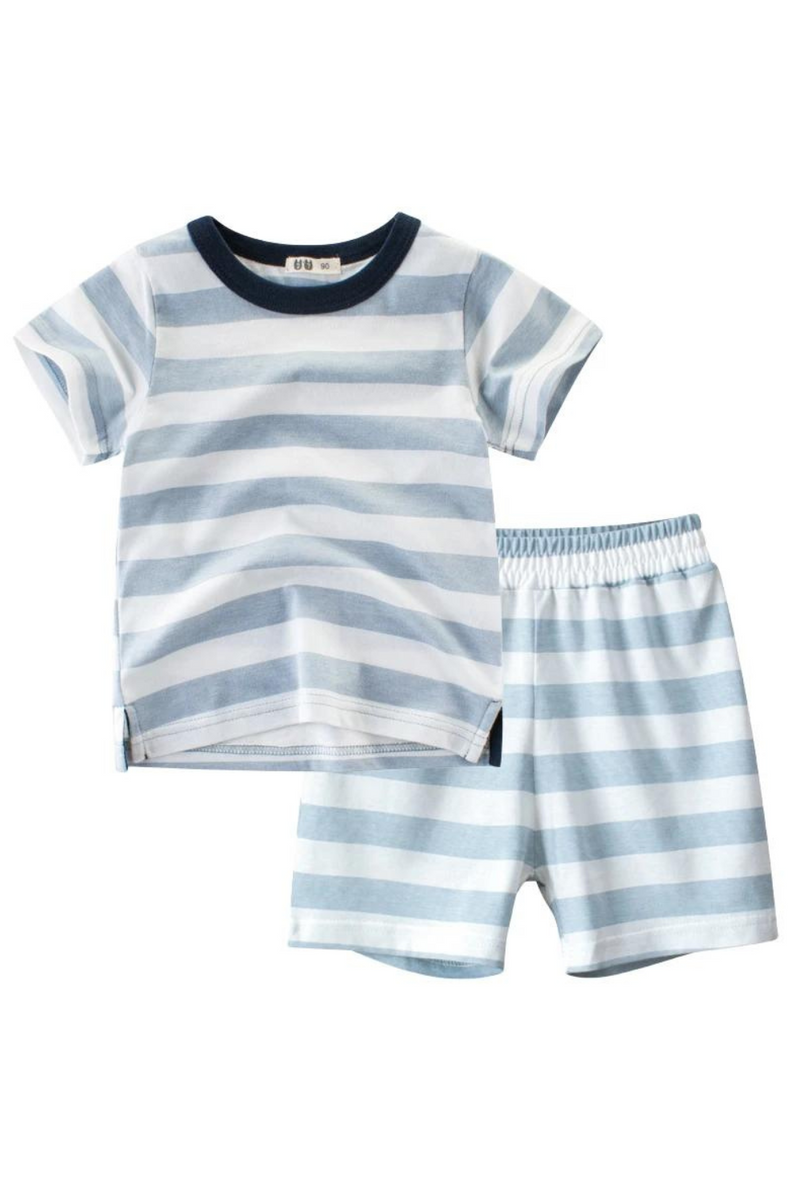 Children Clothing Set Summer Boys Large Stripes T-Shirts and Shorts Sports Suits Short Sleeve Beach Kids Outfit