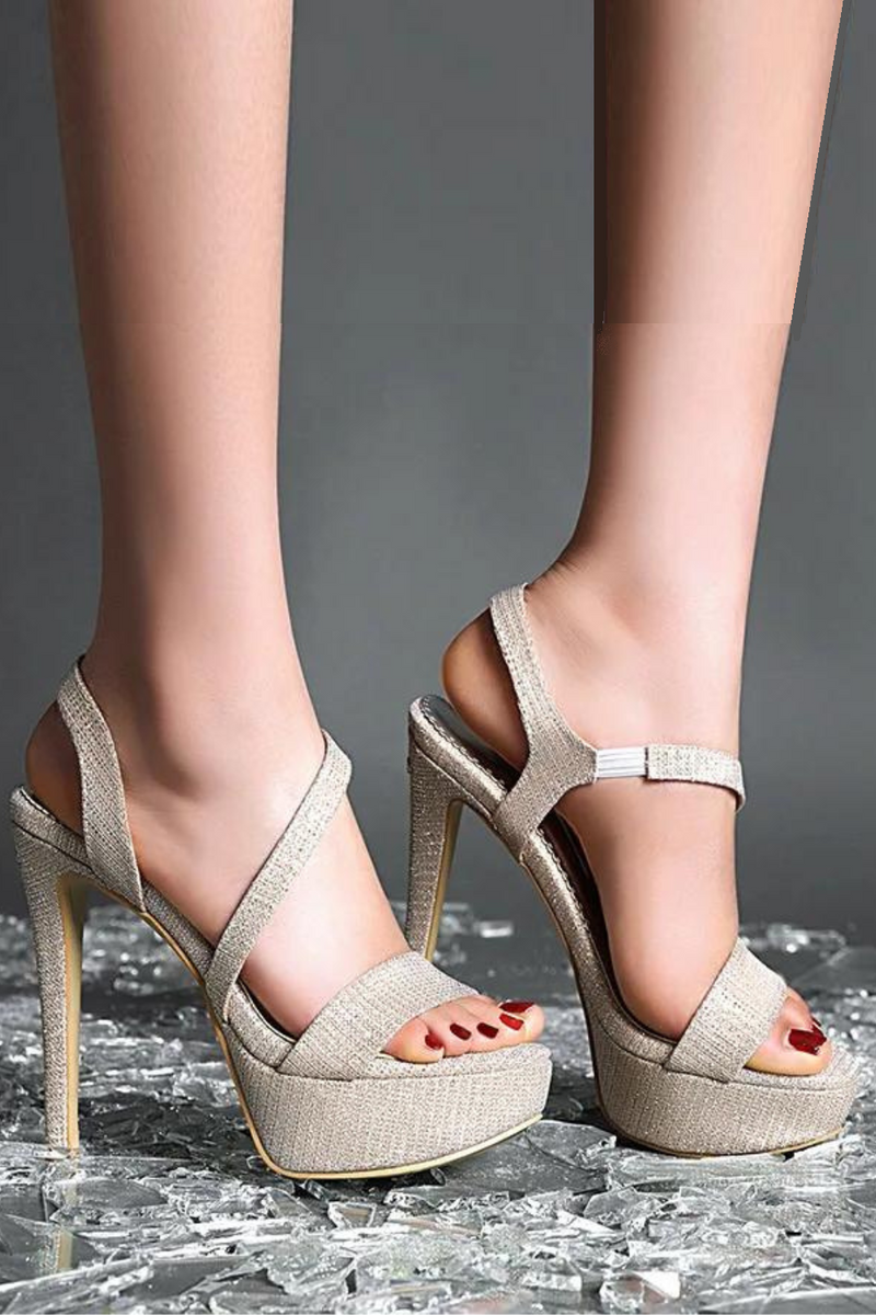 Women platform super high thin heels cross strap Sequined cloth shoes women