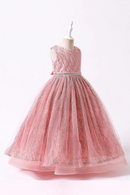 Girls Bow Dress For Wedding Party Birthday Children Costume For Kids Princess Performance Clothing