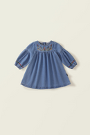 Autumn Spring Kids Baby Girls Embroidery Flower Denim Clothing toddler Children Full Sleeve Knee-length Dresses