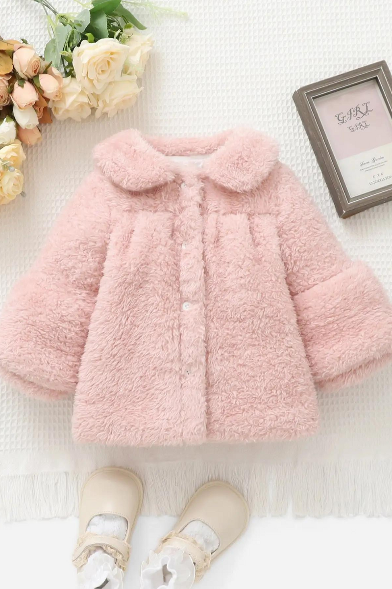 Baby Girl Autumn and Winter Cute Warm Comfortable Fluffy Coat Casual Sweet Plush Thick Jacket