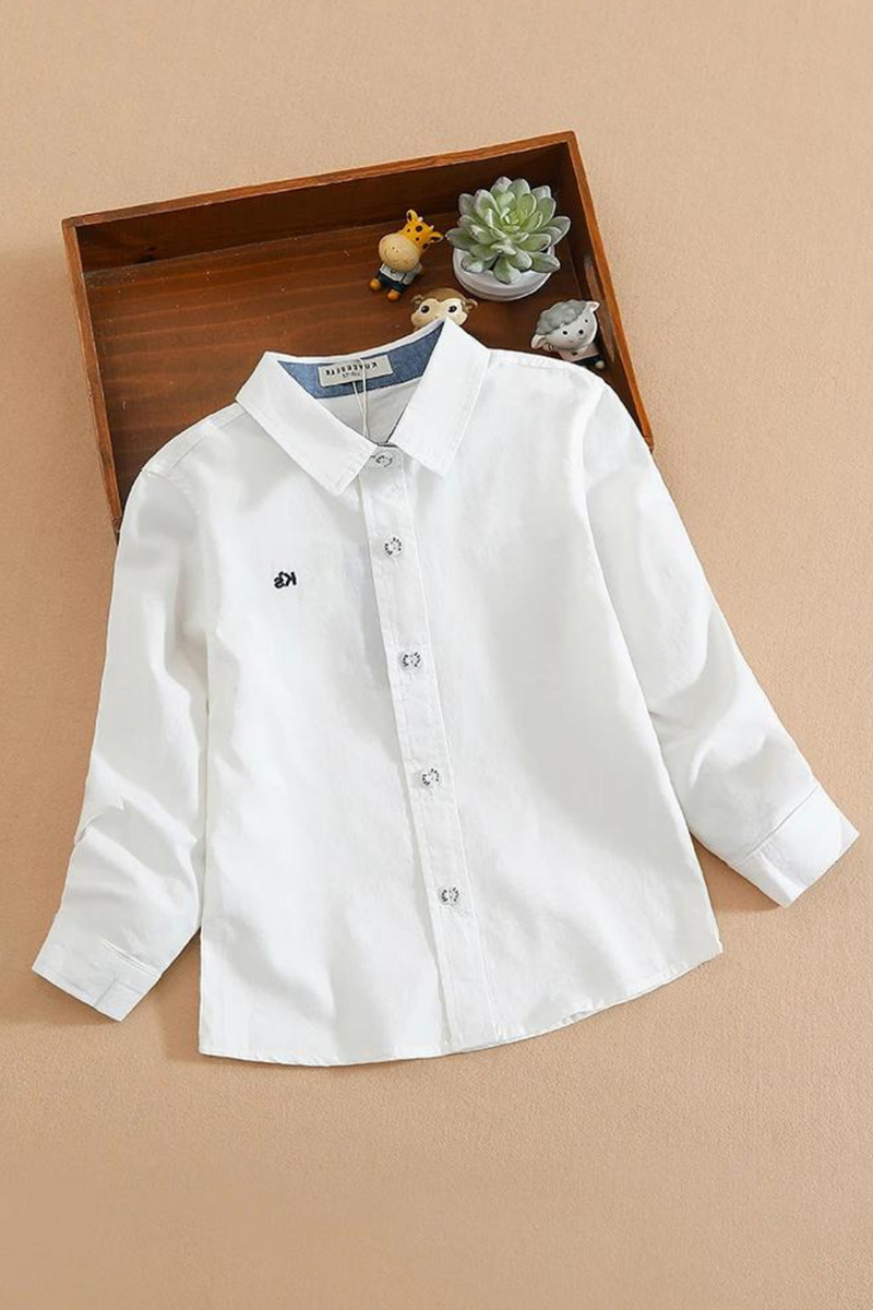 Children Boys Long Sleeve T-Shirt Spring Autumn Turndown Collar Shirt Kids School Uniform Cotton Clothing