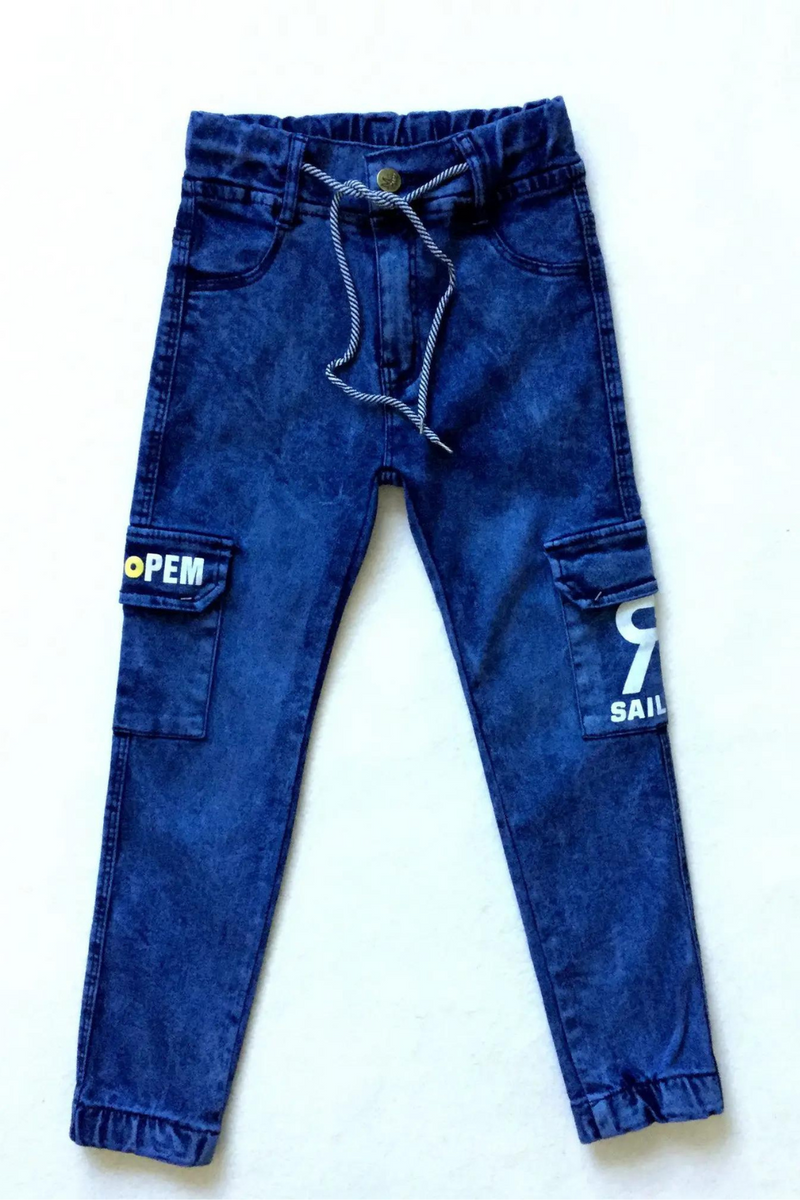 Children's Jeans Spring Autumn Boys Denim Pants Kids Multi-pocket Slacks