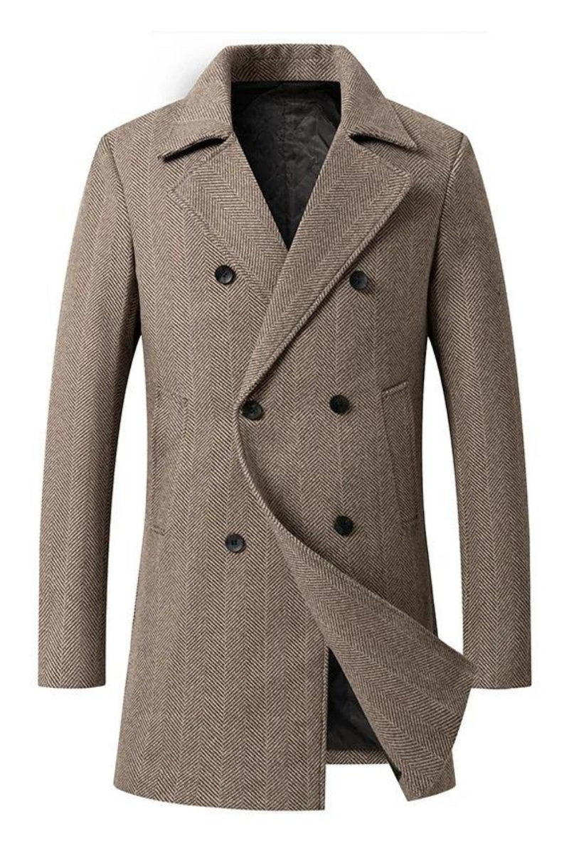 Men Wool Overcoat New Vintage Tweed Long Jackets Business Formal Male Suit Blazer