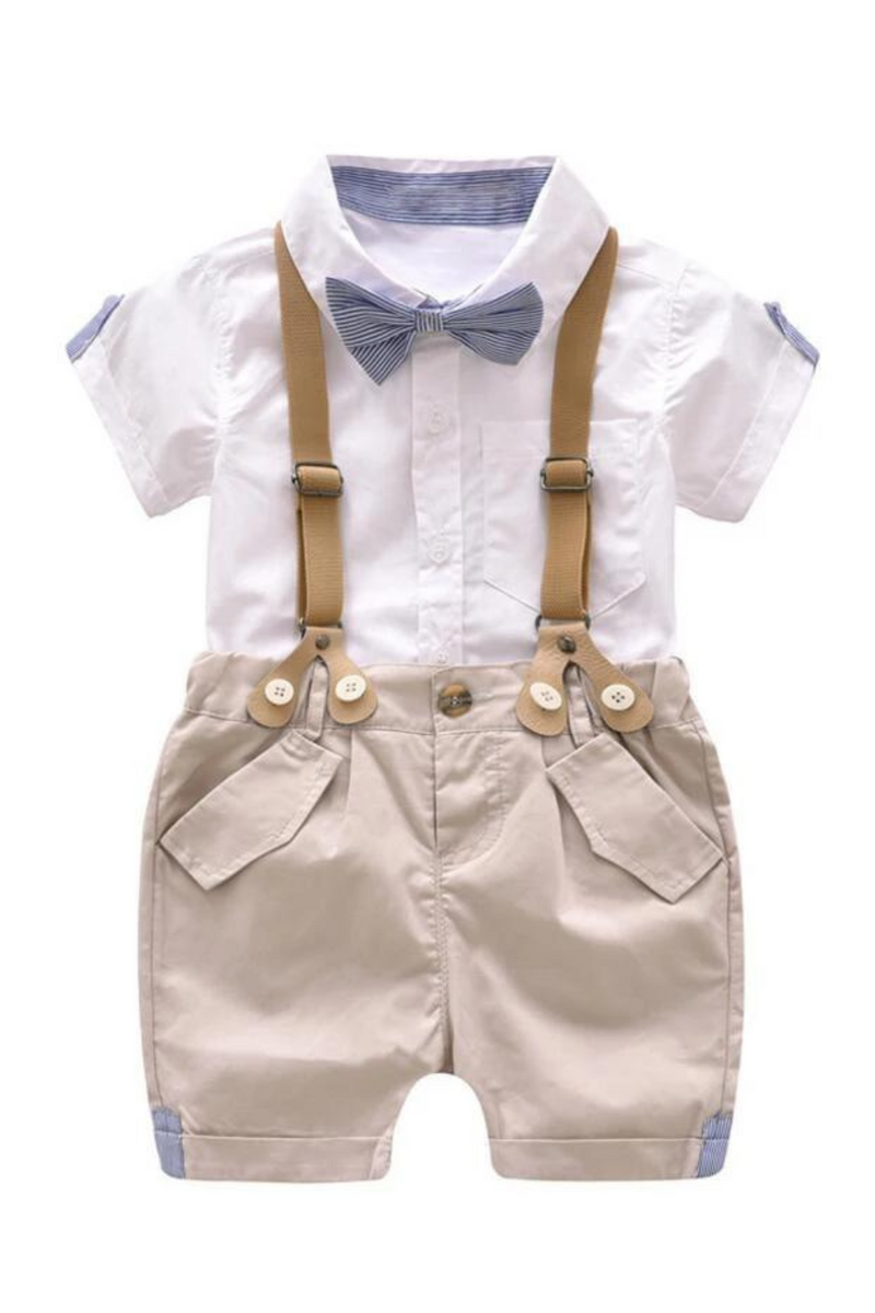 Formal Kids Toddler Boys Clothes Suit Summer Baby Shorts Clothing Set Children Shirt with Collar Wedding Party Costume