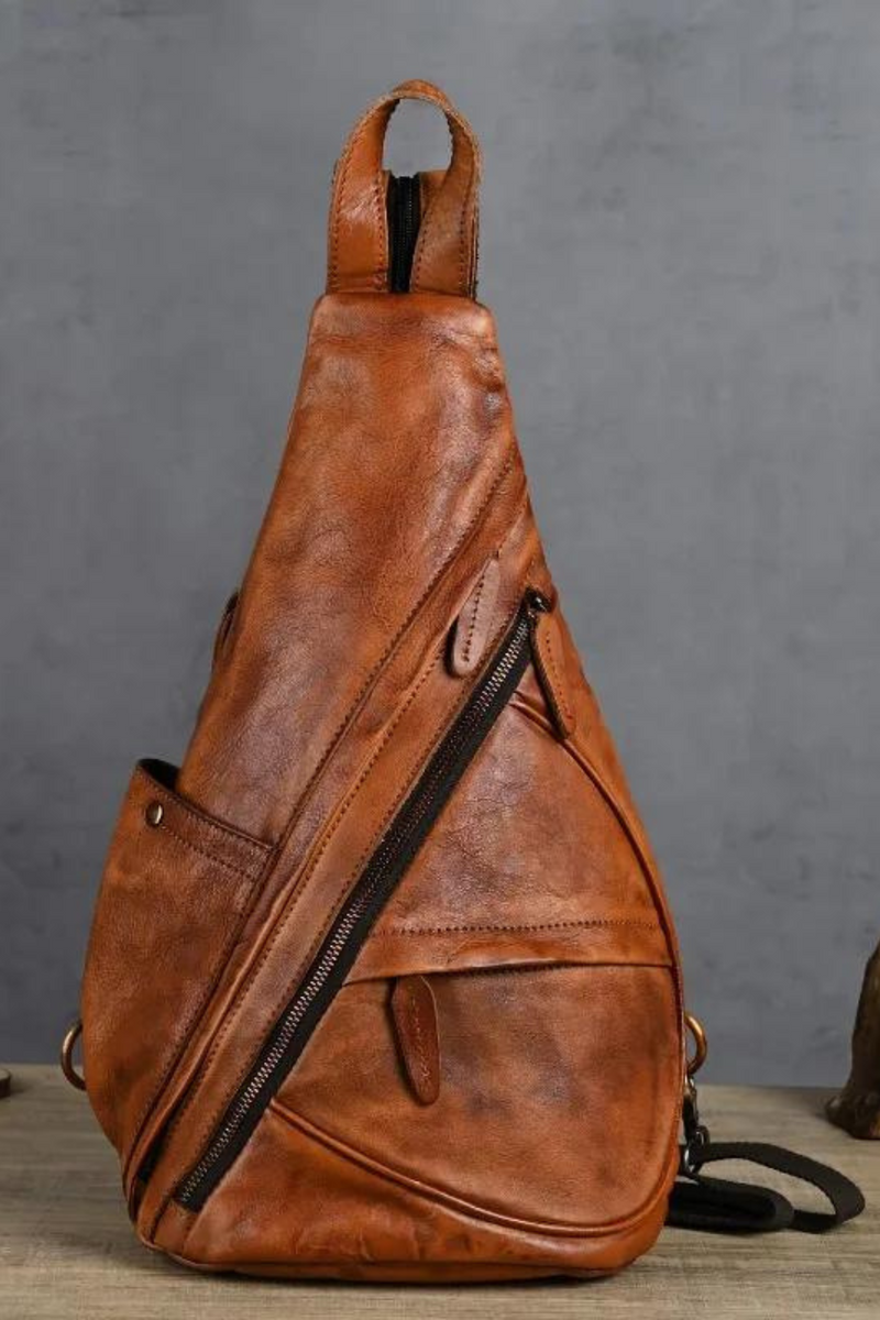 Leather chest bag Retro Horse leather crossbody Tote shoulder bag crossbody bag