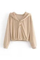 Autumn Women Vintage Crop Hooded Sweatshirt Female Loose Casual Pullover Tops