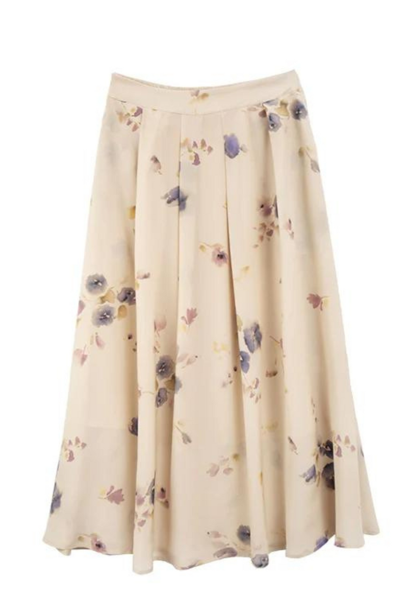 Long Skirt for Woman Floral Printed Elastic Waist Spring Summer Office Lady Skirts
