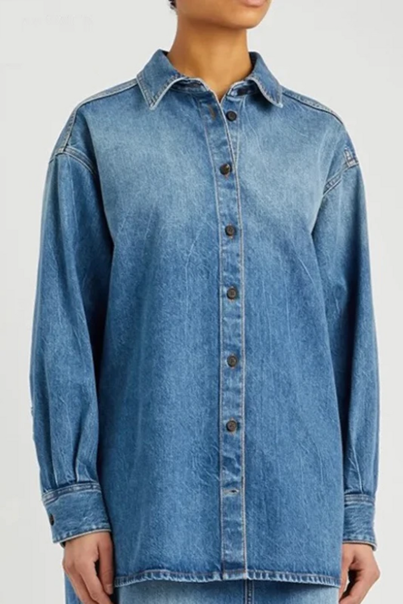 Washed Loose Long Sleeve Cotton Denim Shirt Jacket Women Clothes