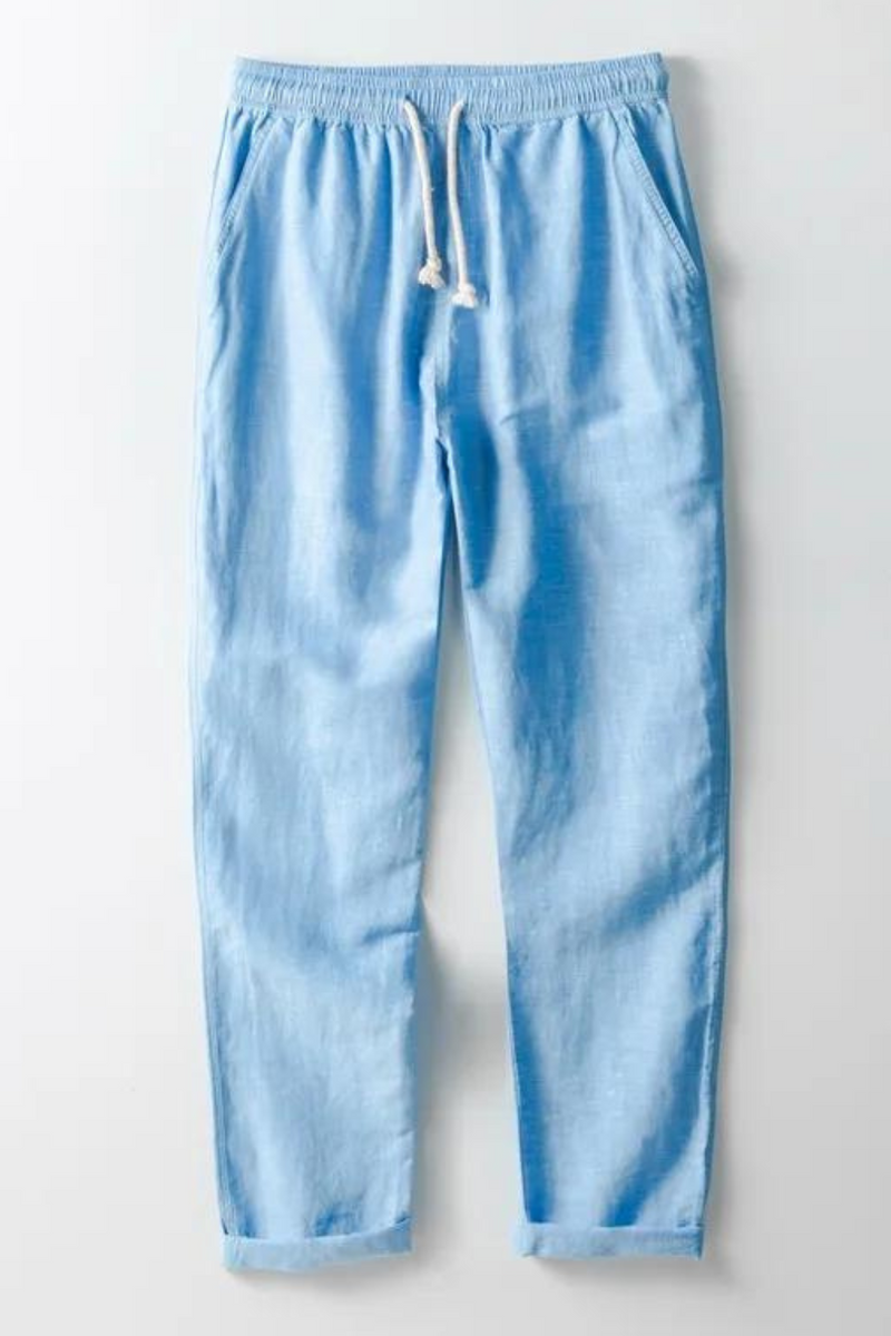 Italy pants men long elastic waist loose pants for men solid trousers men casual blue trousers