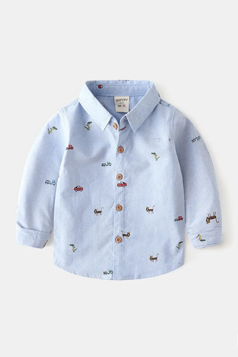Spring Autumn Shirts for Baby Boys Cartoon Oxford for Kids Children Outfit