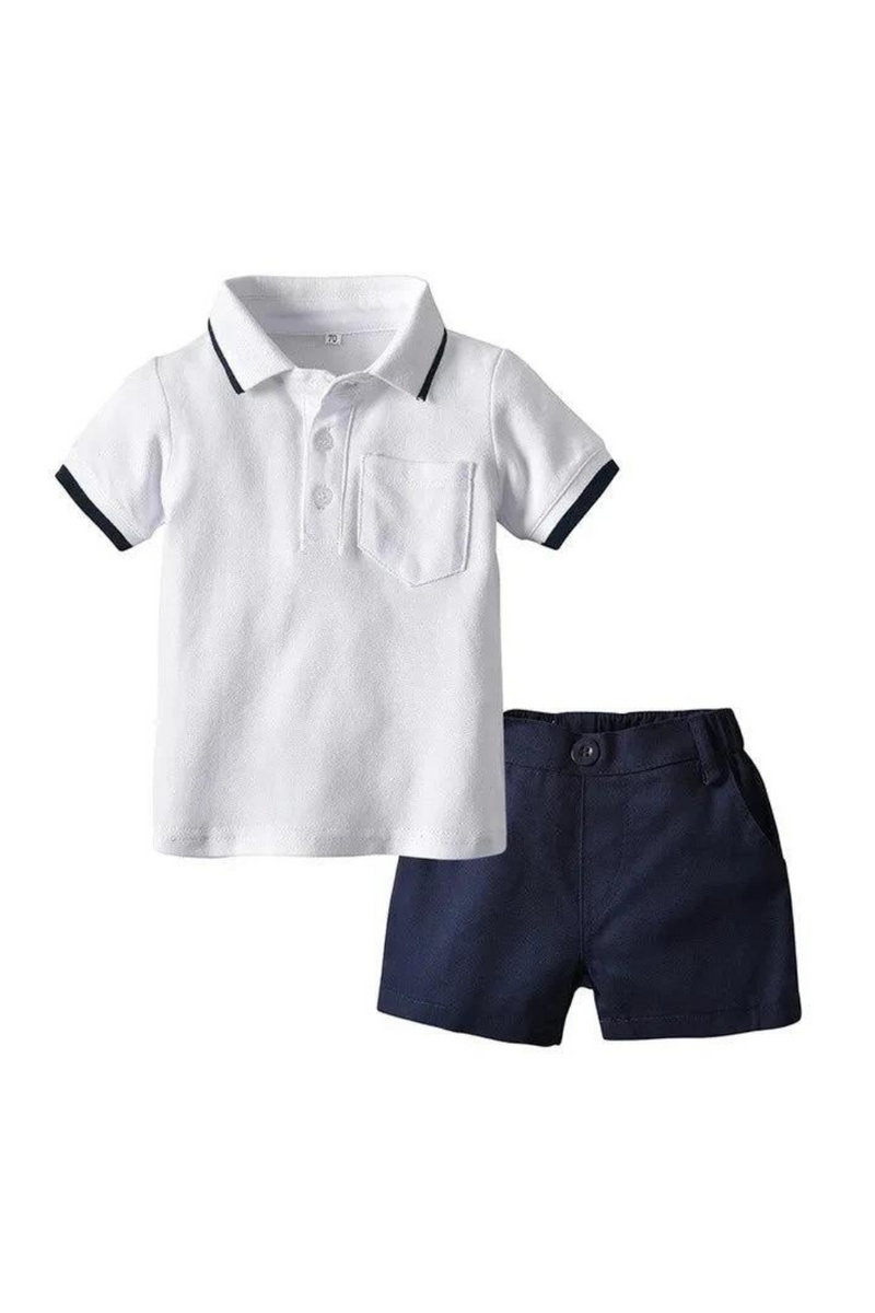 Summer Kids Boys Casual Clothing Set Short Sleeve Lapel Pullover Gentleman Shirt Short Pants