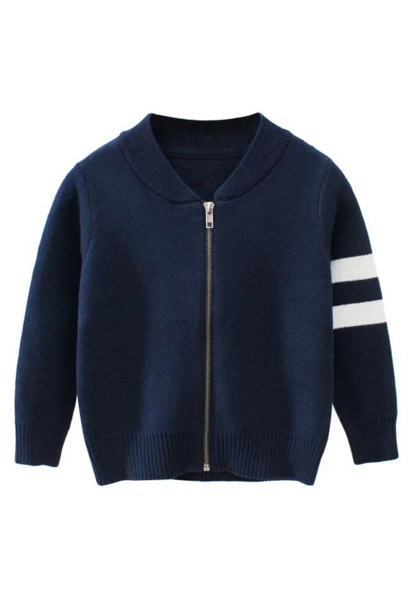 Winter Boys Sweaters Casual Long Sleeve Knit Cardigan Children's Clothing Warm Stripe Zipper Kids Coats