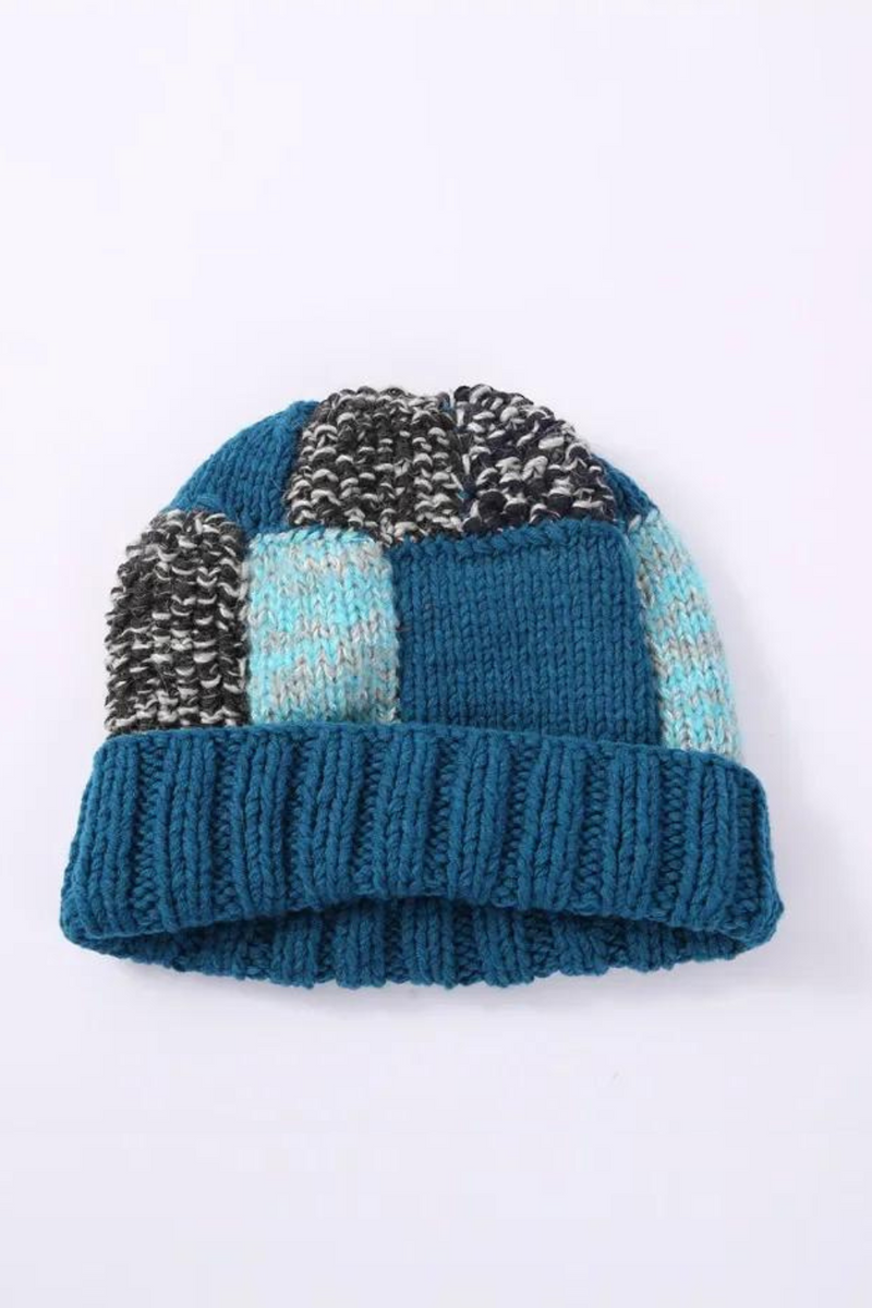 Autumn Knitting Hats Hand Woven Patchwork Pattern Personalized Wool Caps