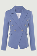 Blazer Jacket Women's Silver Lion Buttons Double Breasted Blazer Outer Wear