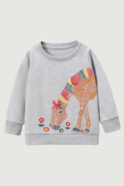 Embroidery Girls Sweatshirts Autumn Spring Children's Hooded Long Sleeve Toddler Kids Shirts Costume