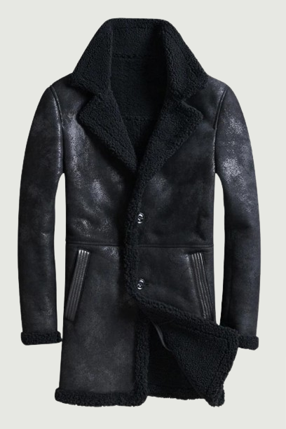 Mens Shearling  Leather Jacket Leather Jacket Long Style Fur Coat Casual