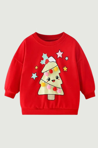 Kids Girls Sweatshirts Christmas Tree Autumn Winter Children's Clothing Long Sleeve Baby Hooded Kids Top
