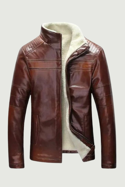 Men Winter Thick Fleece Leather Jackets Coats Male Casual Slim Fit Jackets Men