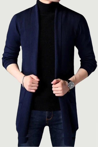 Autumn Knitted Sweater Jacket Men Slim Long Solid Men's Casual Sweater Cardigan Coats