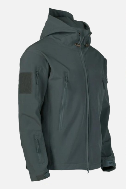 Men Casual Youth Hoodie Windproof Waterproof Breathable Warm Outdoor Soft Shell Fleece Jacket