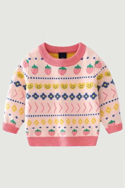 Girls Sweaters For Autumn Winter Strawberry Cute Children's Sweatshirts