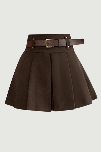 Women's Coffee Pleated Skirt Mini Skirt Vintage Skirt Clothes Summer
