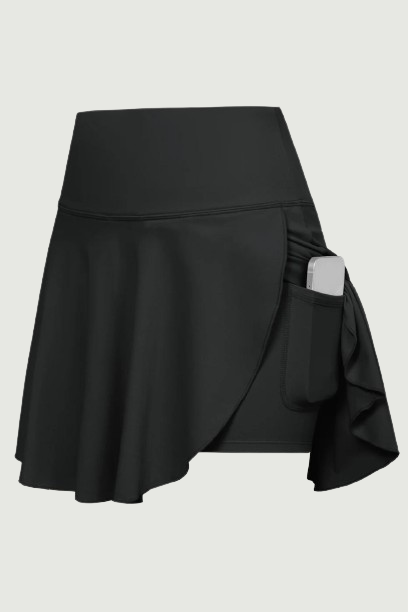 Women Skirt With Attached Briefs High Waisted Mid-Thigh Length High Elastic Breathable Skirts