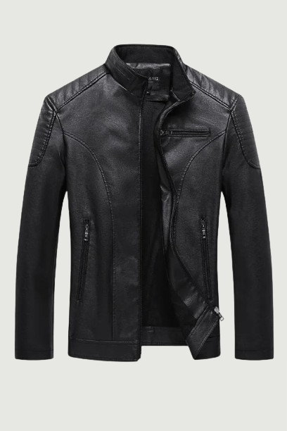 Mens Leather Jackets Stand Collar Fleece Leather Jacket for Men Motorcycle Outwear Coat Casual Faux Fur Coat Men Leather