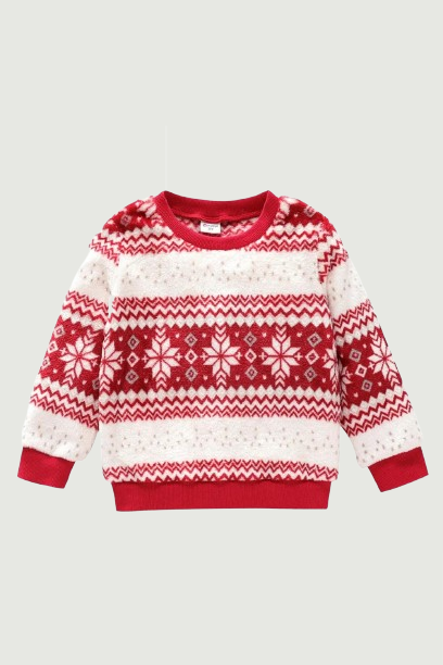 Toddler Boy/Girl Preppy style Christmas Snowflake Pattern Fleece Pullover Sweatshirt Soft and Comfortable