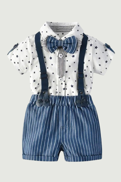 Baby Boy Romper Bow Tie Outfit Suit Toddler Boys Clothes Suit Stars Summer Gentleman Jumpsuit