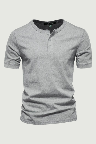 Cotton Henley Collar T Shirt Men Casual High Quality Summer Short Sleeve Mens T Shirts Basic T-shirt Male