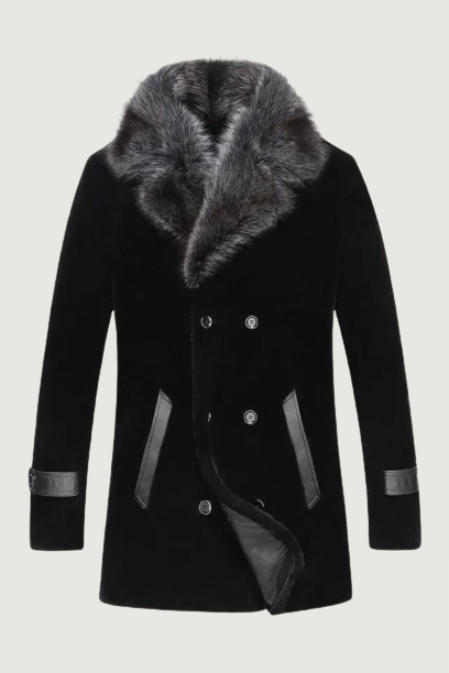 Wool Coat Sheep Shearling Fur Coat Winter Jacket Men Raccoon Fur Collar Long Coats Men Jacket