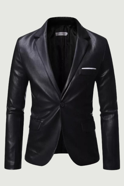 Autumn Winter Men's Business Luxury Blazer Banquet Leather Dress Suit Jacket Slim Texture