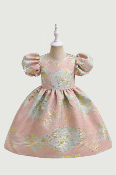 Vintage Girls Princess Party Dress For Children Costume Kids Puff Sleeve Clothes Wedding Bridesmaid Gown Evening Prom