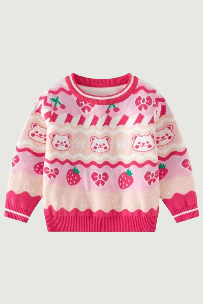 Girls Sweaters For Autumn Winter Strawberry Cute O-neck Children's Sweatshirts