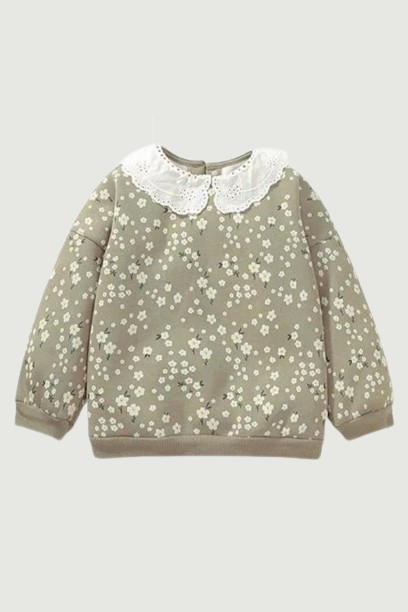 Flowers Girls  Sweatshirts With Fleece Inside Warm Children's Clothing Baby Shirts Tops