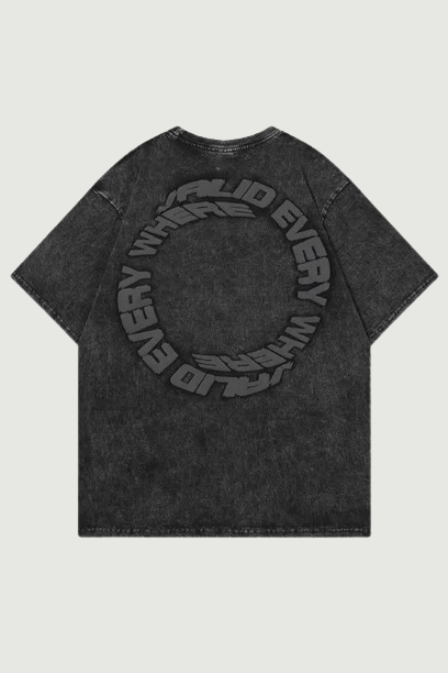 American Vintage Washed Cotton Circle Letter Male Female Lovers Student Casual Retro Men T-shirt